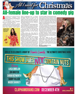 All-Female Line-Up to Star in Comedy Gig