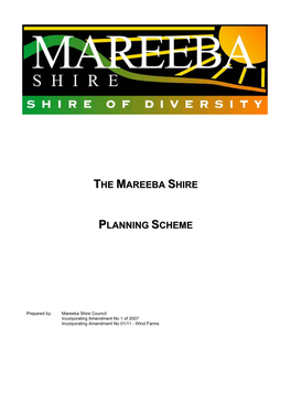 Planning Scheme for the Mareeba Shire