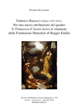 Per Una Nuova Attribuzione Del Quadro S. Francesco D'assisi Riceve Le