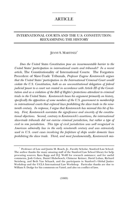 International Courts and the US Constitution