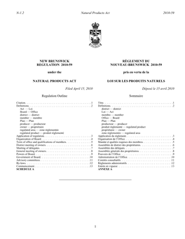 NEW BRUNSWICK REGULATION 2010-59 Under the RÈGLEMENT