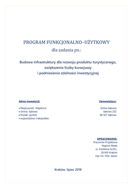 PROGRAM FUNKCJONALNO–UŻYTKOWY Dla Zadania Pn