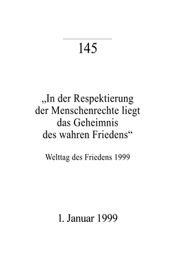 Welttag Des Friedens 1999