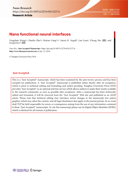 Nano Functional Neural Interfaces