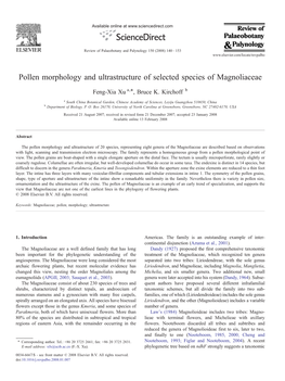 Pollen Morphology and Ultrastructure of Selected Species of Magnoliaceae ⁎ Feng-Xia Xu A, , Bruce K