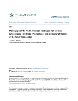 Monograph of the North American Freshwater Fish Leeches (Oligochaeta: Hirudinida ; Piscicolidae) and Molecular Phylogeny of the Family Piscicolidae