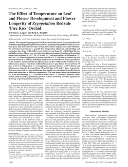 The Effect of Temperature on Leaf and Flower Development and Flower