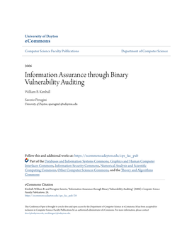 Information Assurance Through Binary Vulnerability Auditing William B