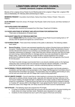 LONGTOWN GROUP PARISH COUNCIL Craswall, Llanveynoe, Longtown and Walterstone