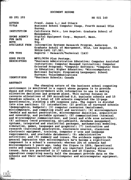 Business School Computer Usage, Fourth Annual UCLA Survey. INSTITUTION California Univ., Los Angeles