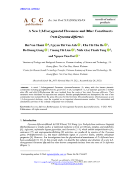 A New 2,3-Dioxygenated Flavanone and Other Constituents from Dysosma Difformis