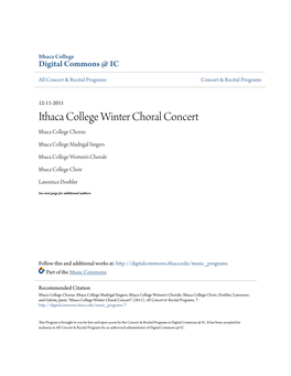 Ithaca College Winter Choral Concert Ithaca College Chorus