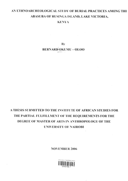 An Ethnoarcheological Study of Burial Practices Among the Abasuba Of