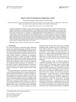 Passive Control of Attachment in Legged Space Robots