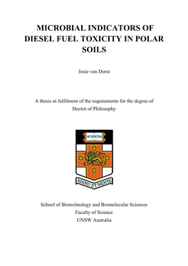 Microbial Indicators of Diesel Fuel Toxicity in Polar Soils