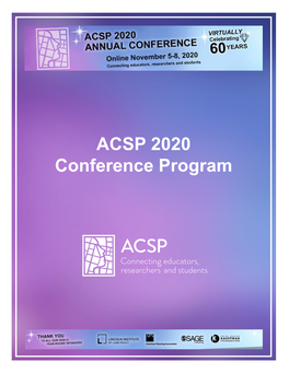 ACSP 2020 Conference Program TABLE of CONTENTS