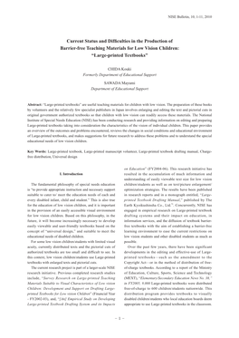 Current Status and Difficulties in the Production of Barrier-Free Teaching Materials for Low Vision Children: “Large-Printed Textbooks”