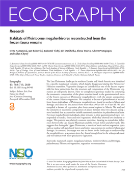 Habitats of Pleistocene Megaherbivores Reconstructed from the Frozen Fauna Remains