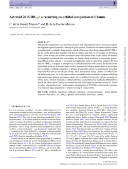 Asteroid 2015 DB216: a Recurring Co-Orbital Companion to Uranus