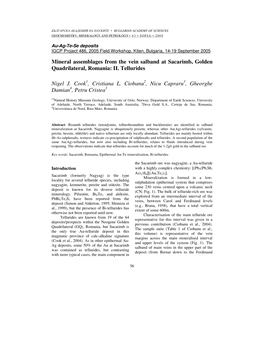 Mineral Assemblages from the Vein Salband at Sacarimb, Golden Quadrilateral, Romania: II