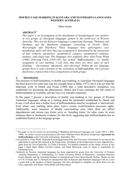 Double Case-Marking in Kanyara and Mantharta Languages Western Australia