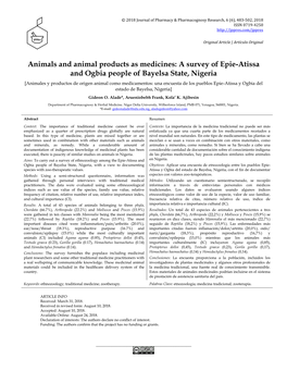 Ethnozoological Survey of Epie-Atissa and Ogbia People