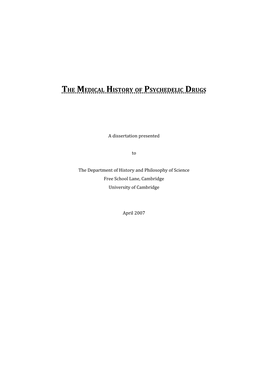 The Medical History of Psychedelic Drugs