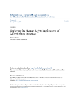 Exploring the Human Rights Implications of Microfinance Initiatives Rebecca Farrer J.D., Stetson University College of Law
