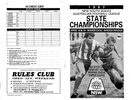 Broken Hill Football League, I the Local Leagues, Riverina and Farrer, Are Set to Do Battle for the Resuscitation of the NS.W