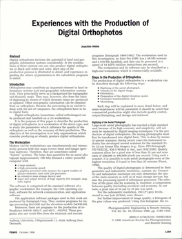 Experiences with the Production of Digital Orthophotos