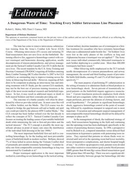 Teaching Every Soldier Intravenous Line Placement