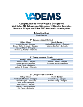 Virginia Democratic National Convention Delegation