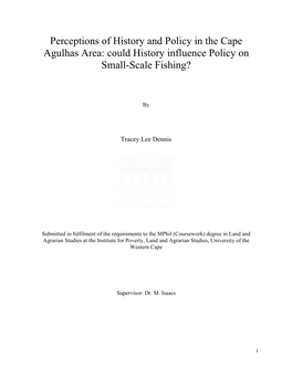 Perceptions of History and Policy in the Cape Agulhas Area: Could History Influence Policy on Small-Scale Fishing?