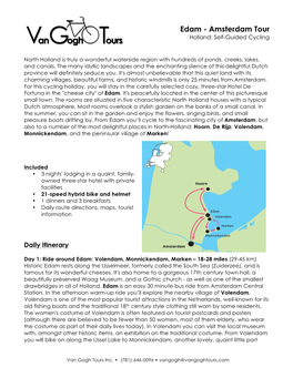 Edam - Amsterdam Tour Holland: Self-Guided Cycling