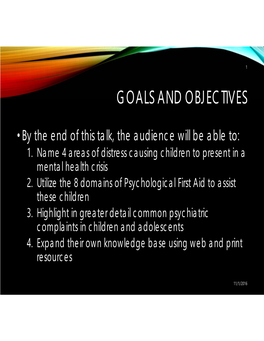 Goals and Objectives