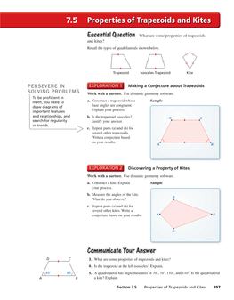 Properties of Trapezoids and Kites