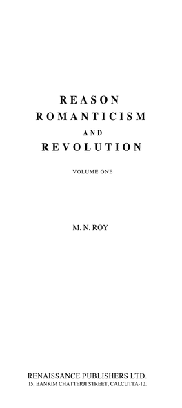 Reason Romanticism Revolution