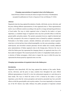 Changing Representations of Organized Crime in the Italian Press