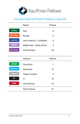 Kauffman Fellows Class 20 Bio Book