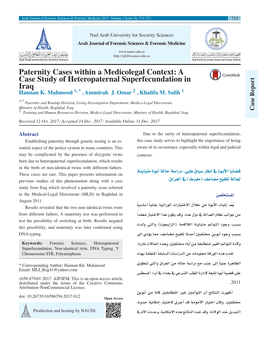 A Case Study of Heteropaternal Superfecundation in Iraq Hannan K