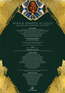 Africa Draped in Gold New Year’S Eve Dinner Menu - Ballroom