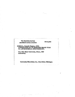 University Microfilms, Inc., Ann Arbor, Michigan APPLICATION of an INFRARED IMAGE TUBE