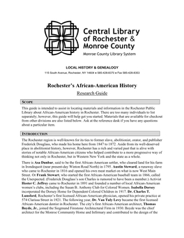 Rochester's African-American History