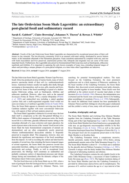 The Late Ordovician Soom Shale Lagerstätte: an Extraordinary Post-Glacial Fossil and Sedimentary Record