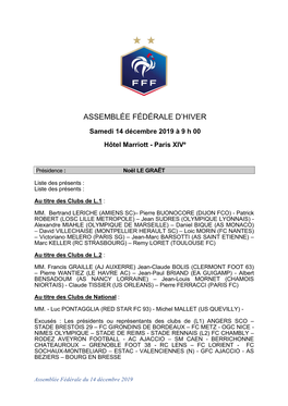 Assemblle Federale FFF Du 14 Decembre 2019