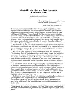 Mineral Exploration and Fort Placement in Roman Britain