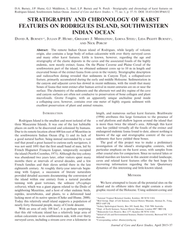 Stratigraphy and Chronology of Karst Features on Rodrigues Island, Southwestern Indian Ocean