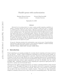 Arxiv:1501.00186V3 [Math.PR] 16 Jul 2015 Tasks Are Processed Across an Interconnected and Distributed Computer Network