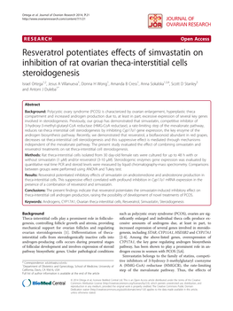 Resveratrol Potentiates Effects of Simvastatin on Inhibition of Rat