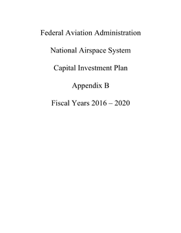 Federal Aviation Administration National Airspace System Capital